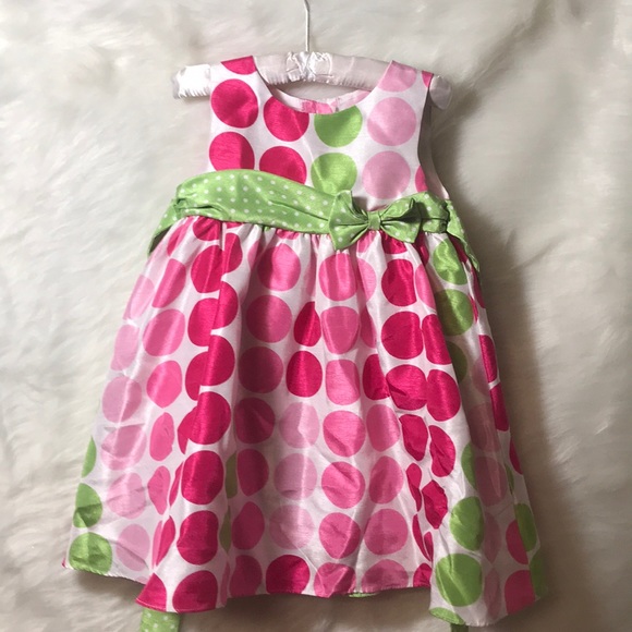 Rare Editions | Dresses | Toddler Pink Green Polka Dot Dress | Poshmark